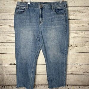 Old Navy Womens Jeans 18 Blue Straight High Rise Light Wash Raw Hem